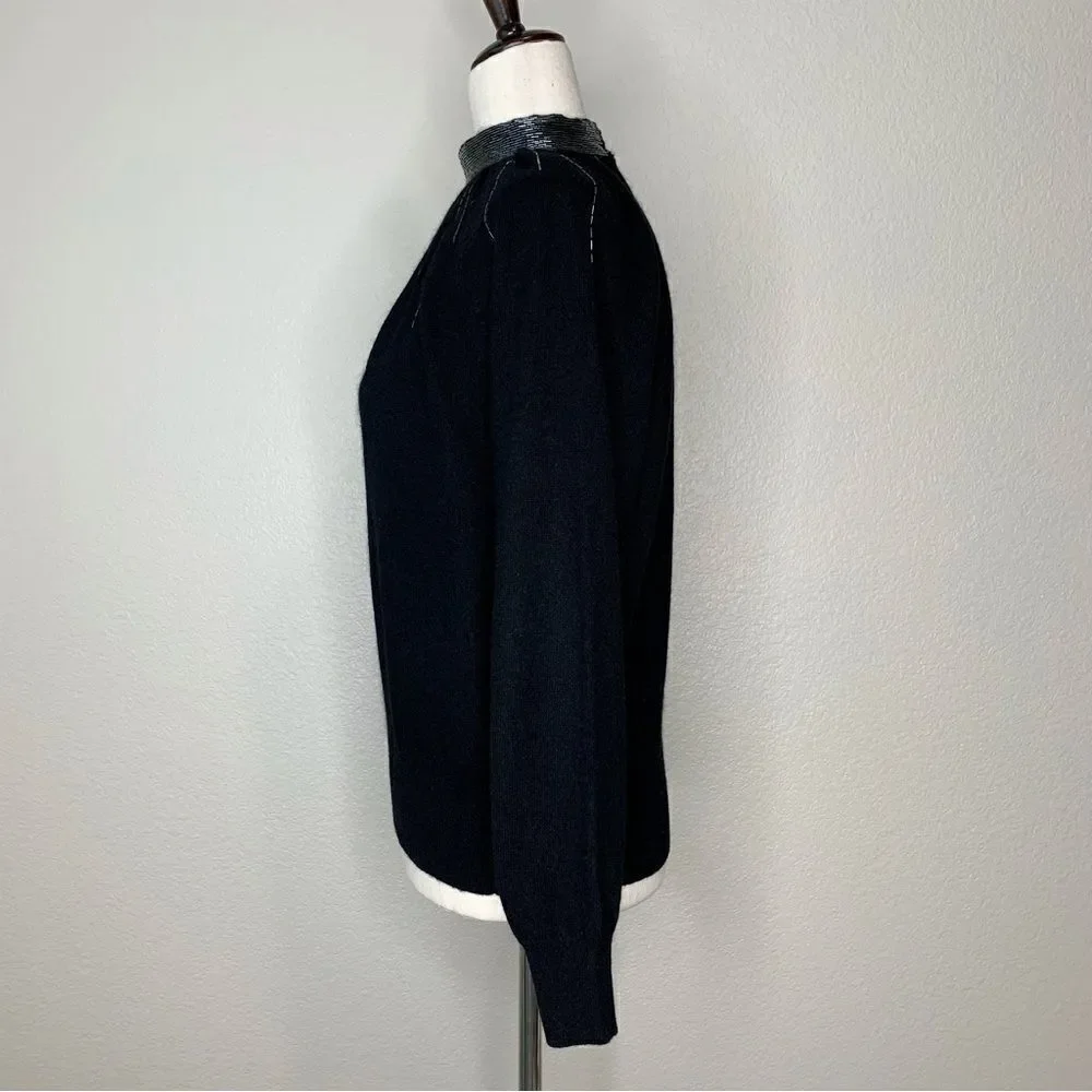 Into the Night by Laura Peterson Lambswool Blend Beaded Neckline Sweater
